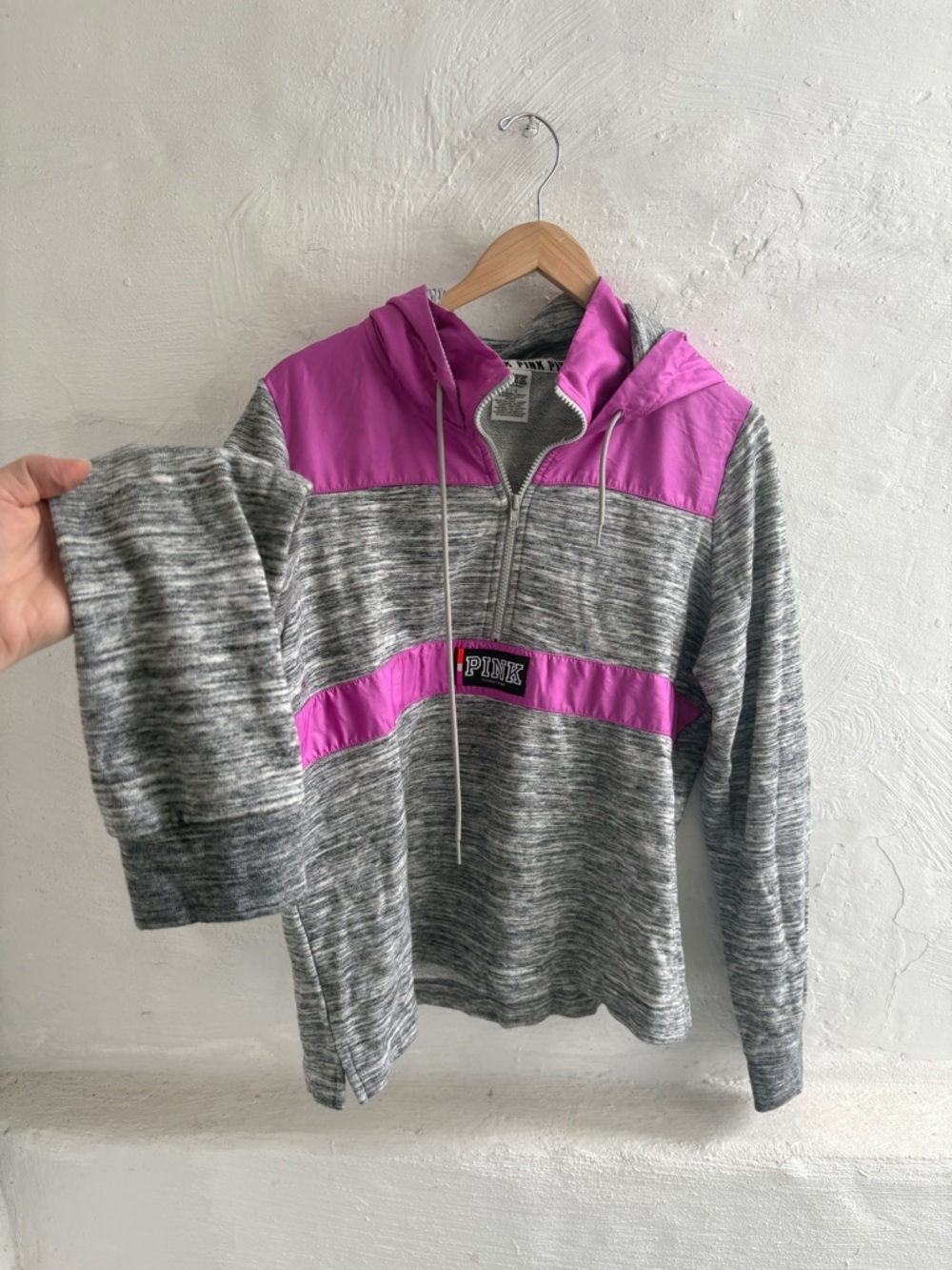 PINK Victoria’s Secret Quarter Zip Hoodie woman’s size large - Picture 3 of 10